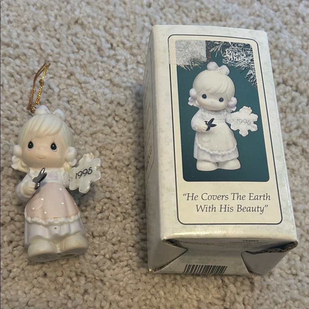 Precious Moments Pink and White Angel Ornament